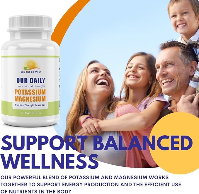 Our Daily Vites Magnesium Potassium Complex 90 Capsules Supplement High Absorption Magnesium Support Vascular Health & Leg Cramp