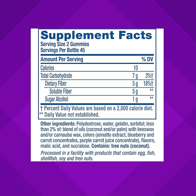 Vitafusion Fiber Well Gummies, Sugar Free Fiber Supplement, Gummies for Adults, Strawberry & Blackberry Flavors, 90 Count