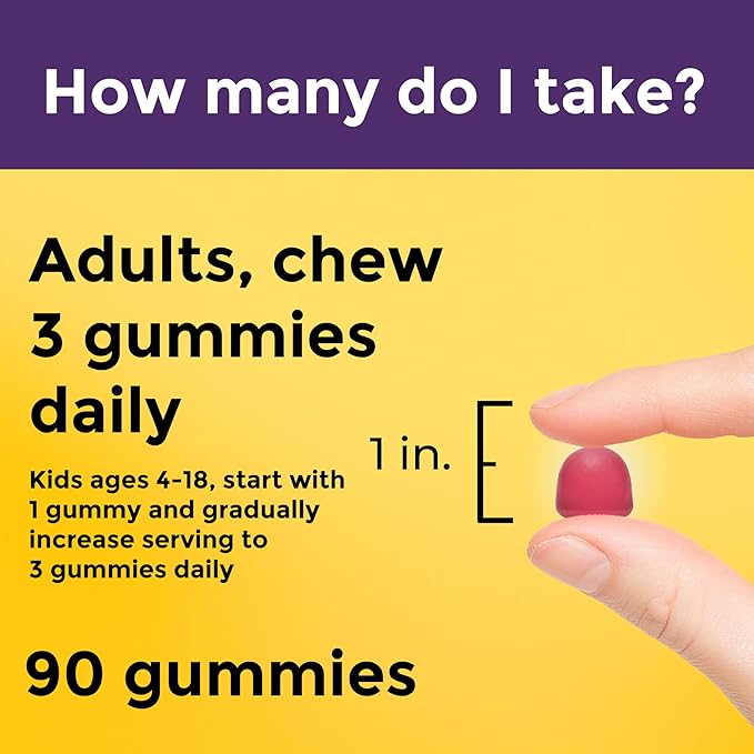 Nature Made Prebiotic Fiber Gummies for Adults and Kids, Fiber Supplement for Digestive System Support, 90 Gummies