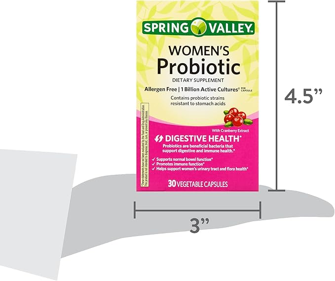 Women's Probiotic Supplement with Prebiotic Inulin & Cranberry – Digestive, Urinary, & Immune Health Support, 1 Billion Active Cultures, 8 Strains, 30 Count Capsules – Gut Health Probiotics for Women