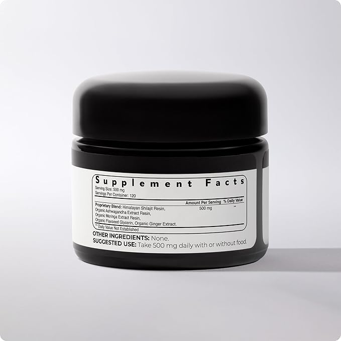 Blisque - Pure Himalayan Organic Shilajit Resin Supplement | with Organic Ashwagandha and Moringa | Authentic and Natural | Golden Grade A | Contains Fulvic Acid and Trace Minerals | 60 Grams