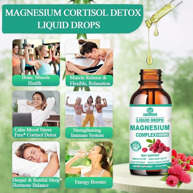 Cortisol Detox for Women & Men w. Super Calm 16-in-1 Magnesium, Theanine, Ashwagandha, St Johns Wort, Lemon Balm, Cortisol Wellness Liquid Drops for Balanced Cortisol, Harmone Balanced & Relaxation