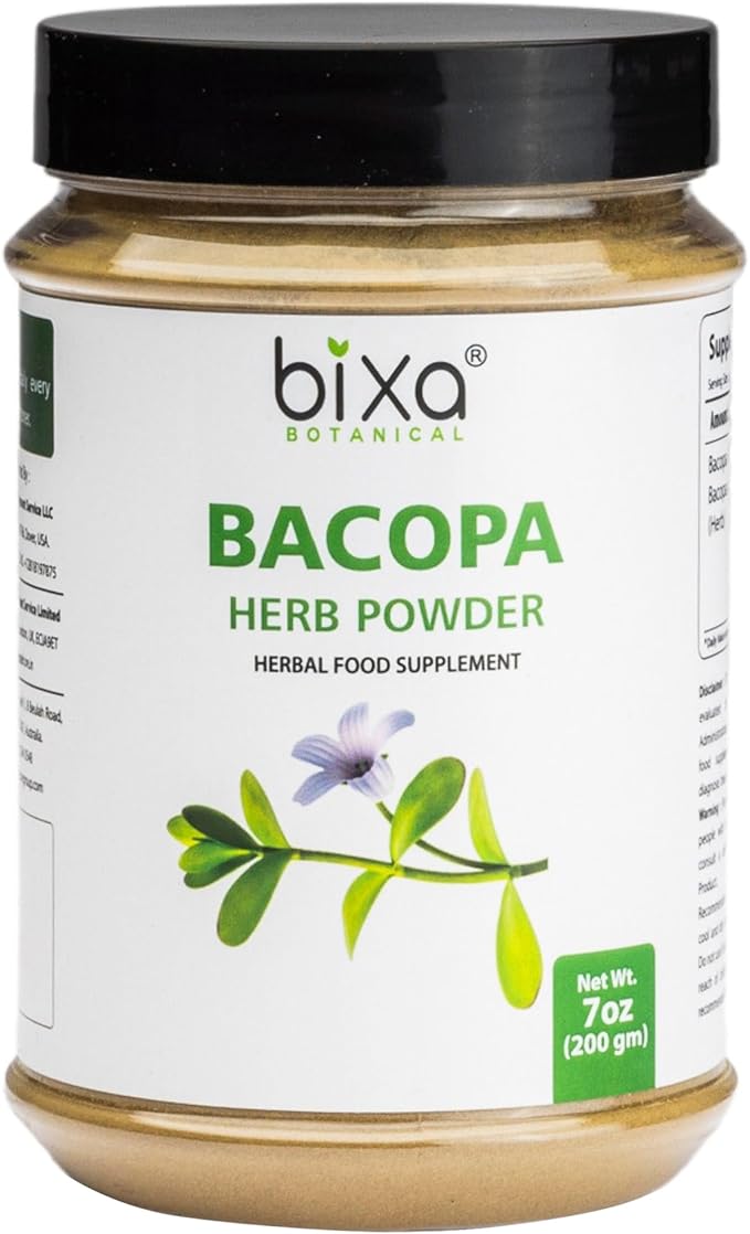 bixa BOTANICAL Brahmi Powder | Bacopa Monnieri | Brahmi Leaves ǀ 200 Grams / 7 OZ | Ayurvedic Herbal Supplement | Gluten Free, Non-GMO, Steam Treated, Vegan, 100% Pure.
