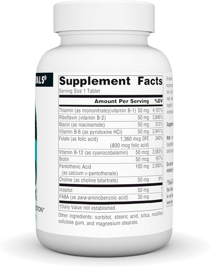 Source Naturals B-50 Complex 50 mg B-Vitamins for Energy Production Support - 100 Tablets
