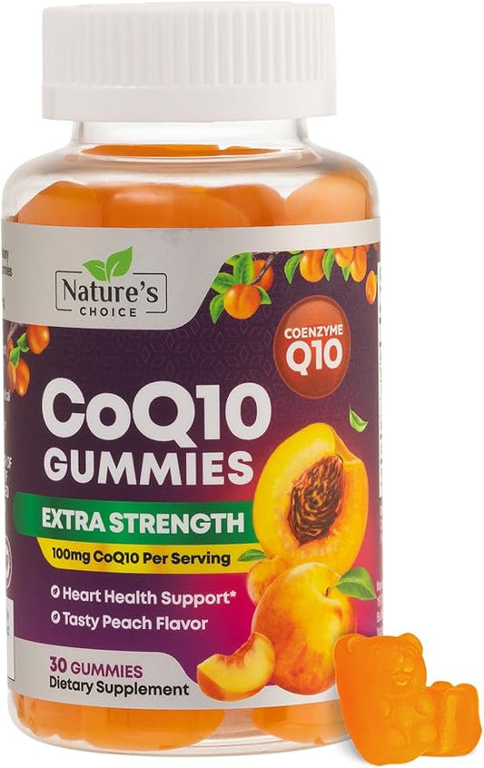 CoQ10 100mg Gummies - 3X Better Absorption, Antioxidant for Heart Health Support & Energy Production, Ultra Coenzyme Q10 Vitamins, Co q 10 Supplement, Dietary Supplement, Non-GMO - 30 CoQ10 Gummies