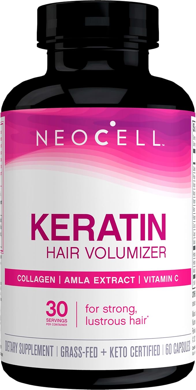 NeoCell Keratin Hair Volumizer With Collagen, Amla Extract and Vitamin C, Hair and Skin Supplement, Capsule, 60 Count, 1 Bottle