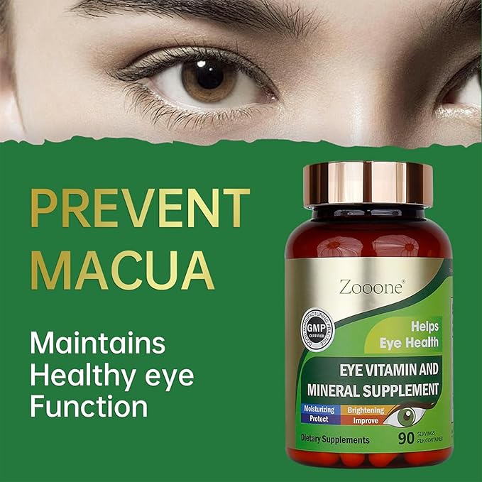 zooone- Lutein Eye Vitamins Supplement for Macular Health and Dry Eye, Contains Lutein, Zinc, Vitamins C/E & Zeaxanthin to Support Eye Health, 90 Tablets (2)