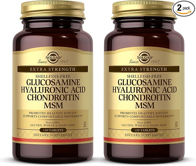 SOLGAR Glucosamine Hyaluronic Acid Chondroitin MSM - 120 Tablets, Pack of 2 - Promotes Healthy Joints, Supports Comfortable Movement - Non-GMO, Gluten Free - 80 Total Servings