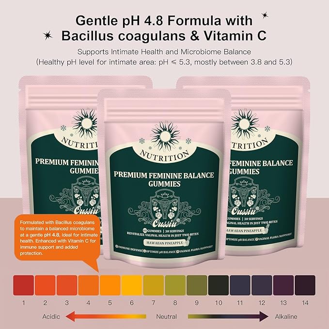 Premium Feminine Balance Gummies - Pineapple Gummies for Women’s Health & Wellness PH Balance Support Vegan Feminine Gummies - 60 Gummies - 30 Servings