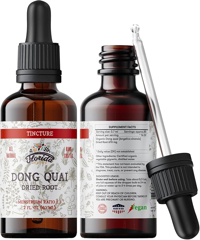 Dong Quai Tincture, Organic Dong Quai Extract, Dong Quai Drops (Angelica sinensis) Dried Root