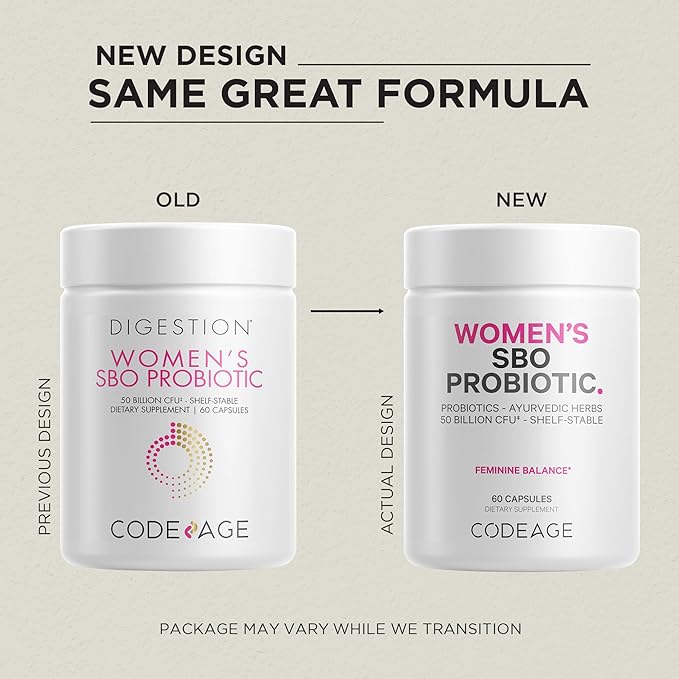 Codeage Women’s Probiotics Supplement - 50 Billion CFUs - SBO Probiotics & Prebiotics - Cranberries - Feminine Health - Fermented Botanical Blend, Whole Food Supplement - Vegan, Non-GMO - 2 Pack