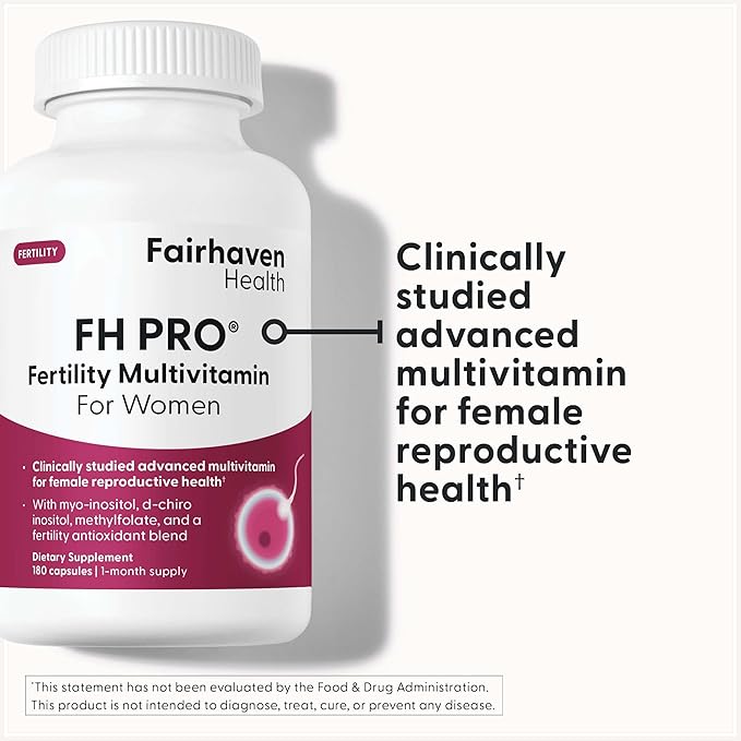 Fairhaven Health FH Pro for Women | Clinically Studied Fertility Supplements for Women | Aids Ovulation, Hormonal Balance, & Regular Cycles* | Conception for Her Fertility Support | 180 Capsules