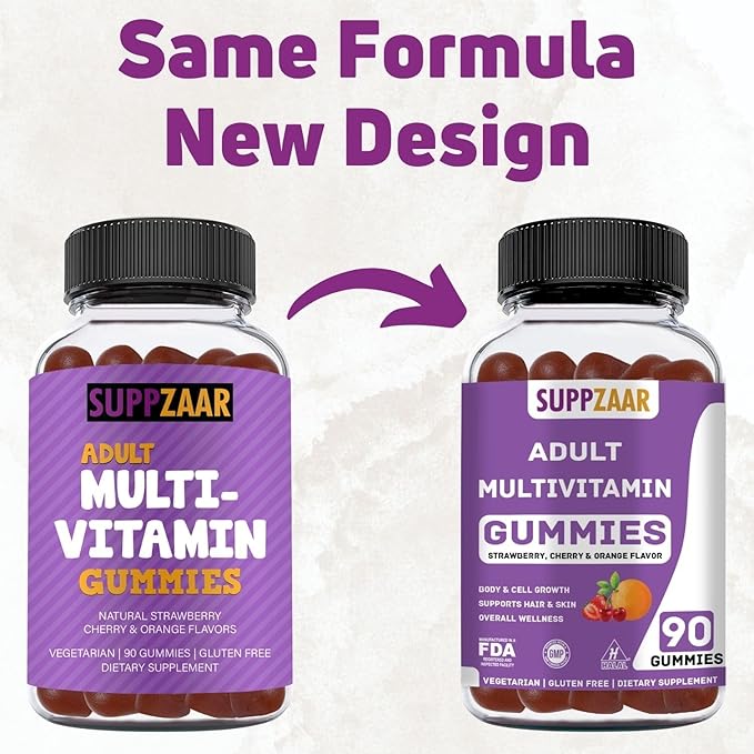 Vegetarian Gummy Multivitamin for Women & Men - Daily Men & Womens Multivitamin with Vitamins: A C D E B6 B12, Biotin & Zinc - Complete Vitamin Formula - 90 Count