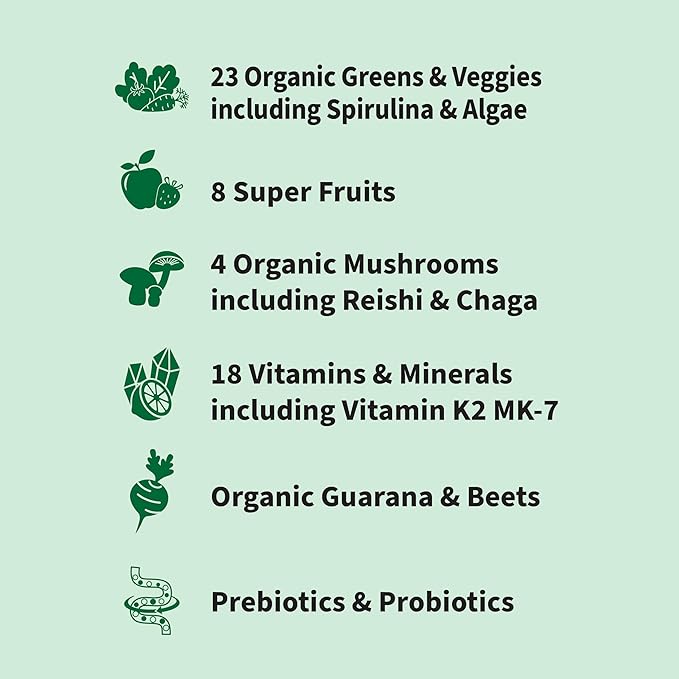 Garden of Life Sport Nutrition Greens and Superfoods Powder - Apple Berry, Organic Athletic Powder Blend with Fruits, Vitamins, Pre & Probiotics, Mushrooms Supplements, Vitamin K2, About 30 Servings