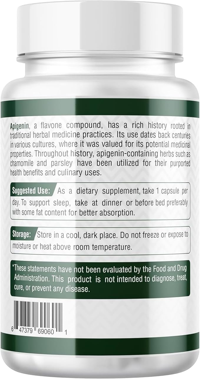 Ultimate Apigenin Capsules 50mg - Non-GMO, Vegan, Gluten Free - 4 Month Supply - Herbal Relaxation Support Formula