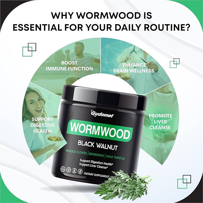 Wormwood with Black Walnut Whole Cloves Berberine Milk Thistle Ginger - Support Digestion Health, Support Liver Cleanse -150 Capsules- Made in USA