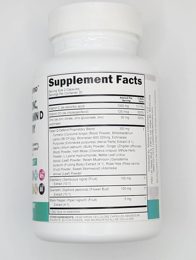 Clean Nutraceuticals Quercetin Zinc Vitamin C Vitamin D Bromelain Elderberry - Immune Defense Support Supplement Adults w Artemisinin, Sea Moss, Echinacea, Garlic Allergy Relief (5pack)