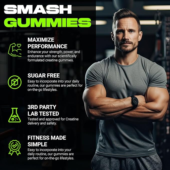 Creatine Monohydrate Gummies 5g, Creatine for Women and Men, (120ct) Vegan, Sugar-Free, Gluten Free. Creatina para Mujeres & Hombres. Preworkout & Post Workout (Watermelon)