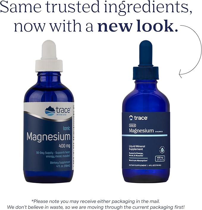 Trace Minerals Ionic Magnesium - Liquid Ionic Magnesium to Support Immune, Brain & Heart Health - Supplement to Aid Energy & Vitality - Supplement with Magnesium & Sodium - 4 fl oz (30 Servings)