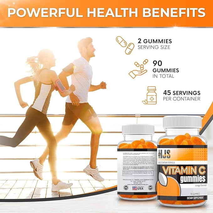 Vitamin C Gummies | Chewable Orange Flavored | Immune Support | Heart Health | Gluten-Free & Vegetarian | Vitamin C Gummies for Adults & Kids- 90 Count