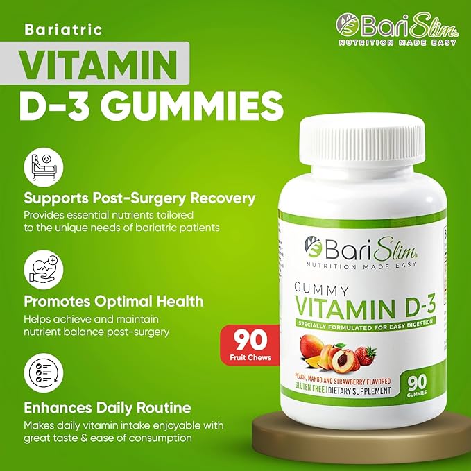 BariSlim Bariatric Multivitamin Gummies - Specially Formulated Gummy Vitamin for Patients After Weight Loss Surgery - Easy to Digest & Great Tasting Fruit Flavors | Pack of 2 (90 Fruit Chews)