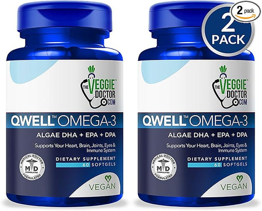 2-Pack - Omega 3 Better Than Fish Oil Supplements - Vegan - Omega 3 Fatty Acids Vegan DHA, DPA, EPA - Plant Based Algae - Heart, Brain, Joint, Prenatal, Immune System Support