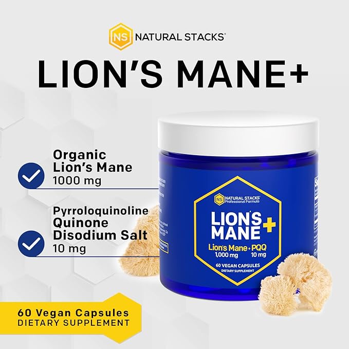 NATURAL STACKS CORDYCEPS + Lions Mane Mushroom Supplement Bundle - Supports Brain Energy and Memory* - 120 Mushroom Capsules