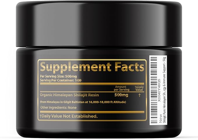 Shilajit Pure Himalayan Shilajit Resin - Gold Grade 100% Pure Shilajit with Fulvic Acid & 85+ Trace Minerals Complex for Energy & Immune Support - 50g