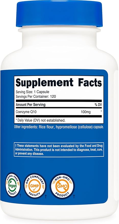 Nutricost CoQ10 100mg, 120 Vegetarian Capsules, 120 Servings - High Absorption, Vegetarian, Non-GMO, Coenzyme Q10
