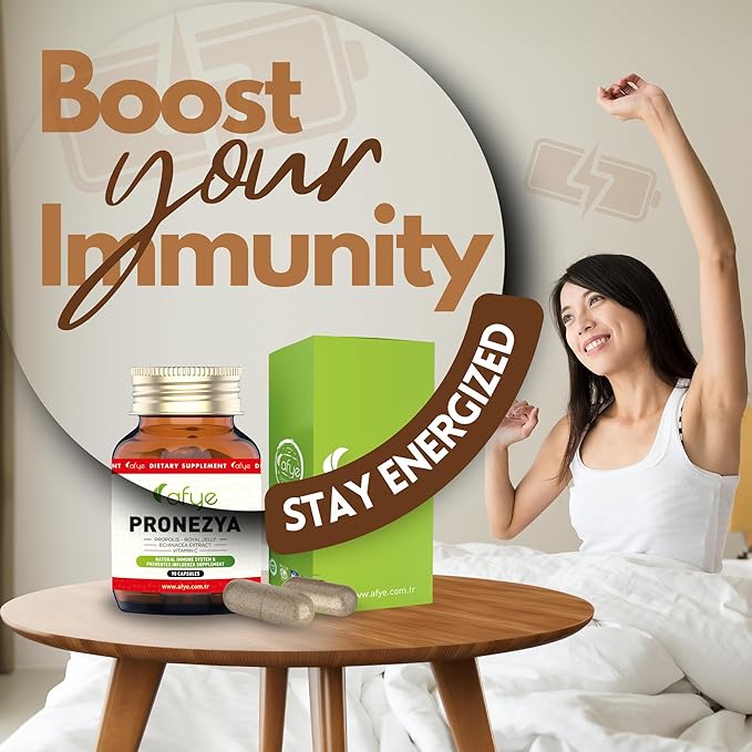 Immune System Support Supplement - Natural Blend of Propolis, Royal Jelly, Echinacea & Vitamin C - Enhances Health Plant-Based 90 Capsules (Pack of 1)