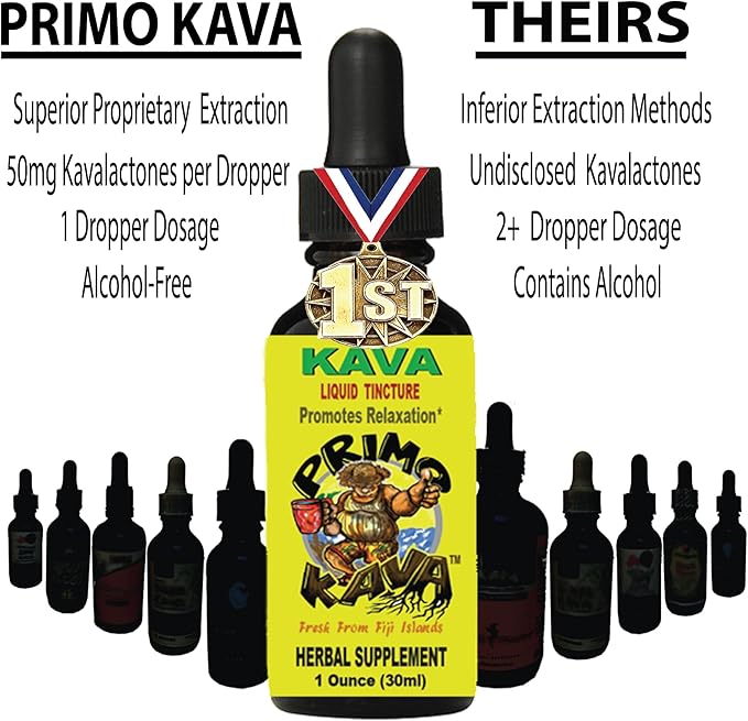 Drops | Natural Kava from Fiji | Fast Acting Kava Root Extract for Calming & Relaxation | 50 mg Potent Kavalactones | 1 oz