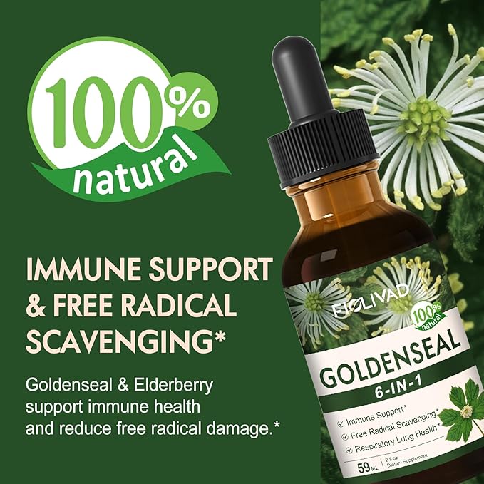 Herbal Drops Extract with Goldenseal, Immune Support, Free Radical Scavenging & Respiratory Lung Health. 6oz-Original