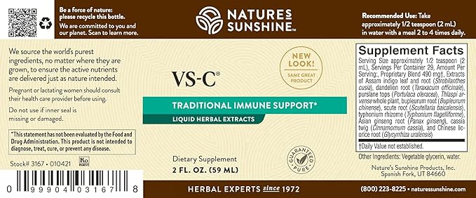 Nature's Sunshine VS-C Liquid, 2 fl. oz., Kosher | Natural Immune System Support and Healthy Respiratory Tract Defense