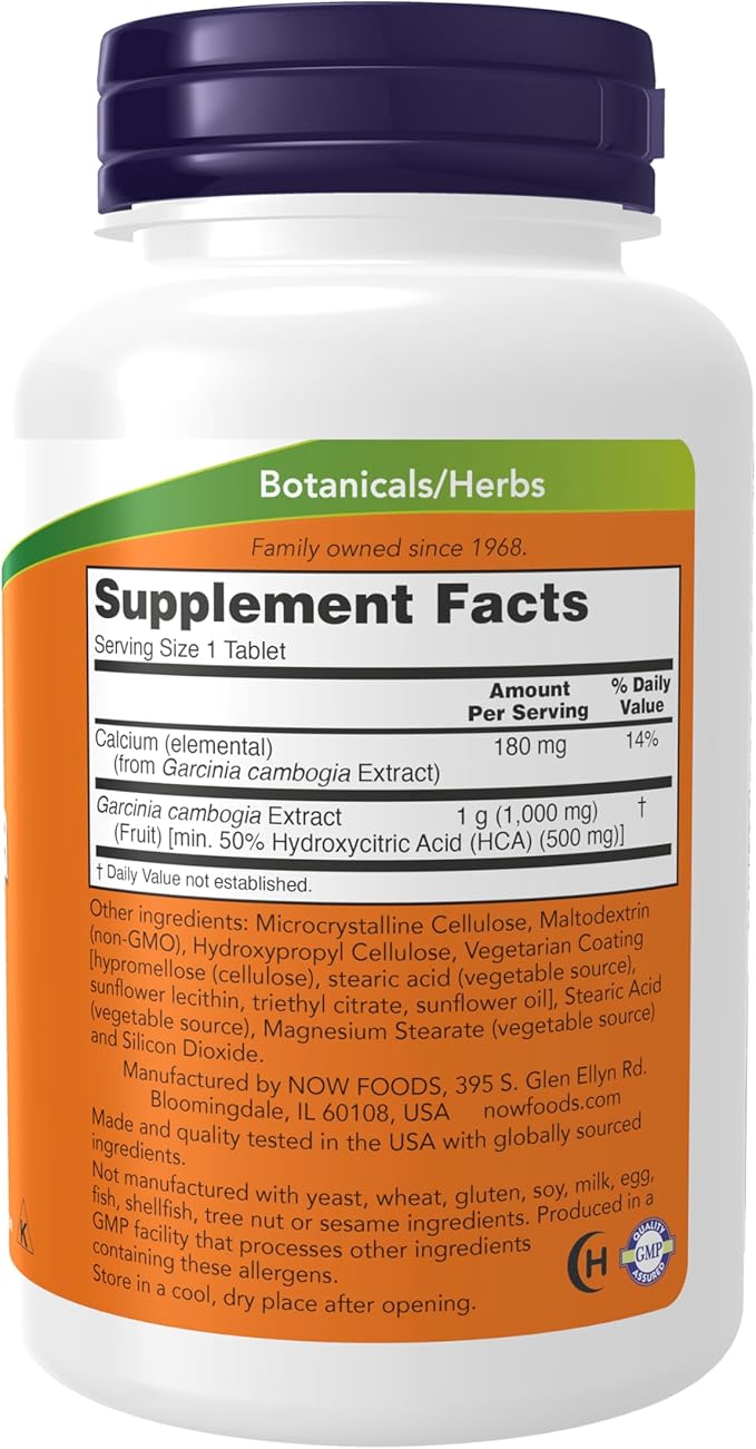 NOW Foods Supplements, Garcinia (Garcinia Cambogia) 1,000 mg, Healthy Metabolism*,Weight Loss, 120 Tablets