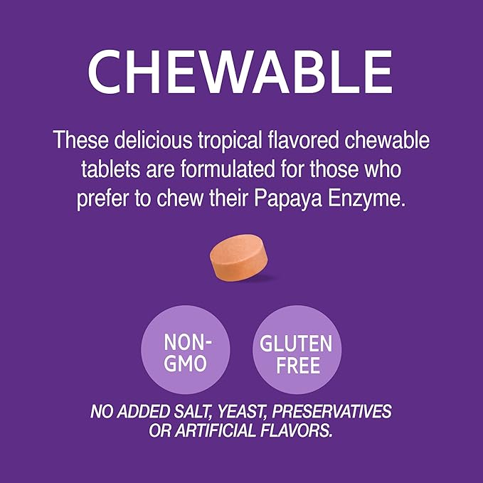 21st Century Papaya Enzyme Chewable Tablets, Tropical, 100 Count (Pack of 2)