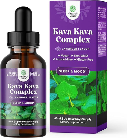 Natures Craft Potent Liquid Kava Kava Drops Supplement - Fast Acting Herbal Support with Kavalactones for Balanced Mood - Relax Calming Tonic for Stress Relief & Better Sleep - 60 ml Tinctura