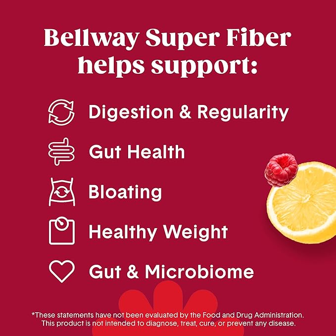 Bellway Super Fiber Powder + Fruit, Raspberry Lemon Super Fiber Packets + Fruit, Raspberry Lemon