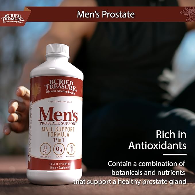 Buried Treasure: Men's Prostate Complete - Natural Herbal Formula Supplement w/ Saw Palmetto, Pygeum Bark, & Stine Nettles to Support Healthy Urinary & Prostate Function - 16 oz