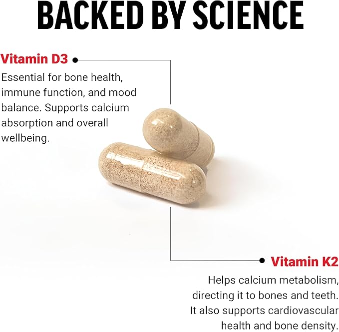 FORCE FACTOR Vitamin D3 K2 to Support Immunity, Heart Health, Bone Support, and More, High-Potency 2-in-1 Formula, Vegan, No Gelatin, Non-GMO, 120 Capsules