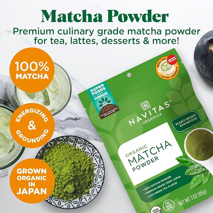 Navitas Organics Matcha Powder, 3 oz. Bag, 85 Servings — Premium Culinary Grade, Organic, Non-GMO, Gluten-Free