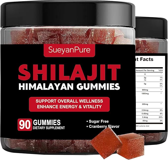 Pure Himalayan Shilajit Gummies IAshwagnadha, Black Seed Oil I Fulvic Acid & 85+ Trace Minerals I No Added Sugar I Improve Congitive & Mood, Immunity and Energy for Men,Women I 90 Gummy
