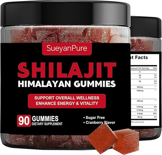Pure Himalayan Shilajit Gummies IAshwagnadha, Black Seed Oil I Fulvic Acid & 85+ Trace Minerals I No Added Sugar I Improve Congitive & Mood, Immunity and Energy for Men,Women I 90 Gummy