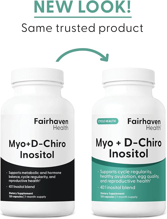 Fairhaven Health Myo-Inositol and D-Chiro Inositol Supplement for Women | 40:1 Ratio | Female Fertility Supplement for Women and Hormone Balance* | Vegan | 120 Myo & D-Chiro Inositol Capsules