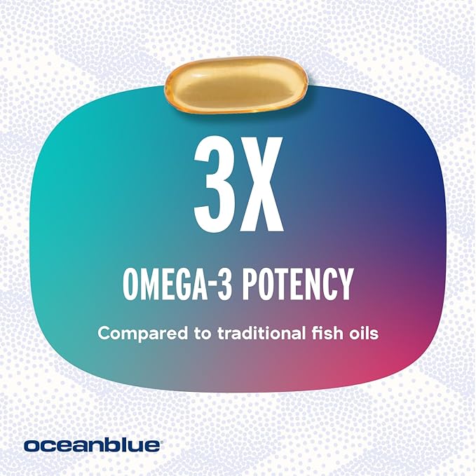 Oceanblue Professional Omega-3 2100 with Vitamin D3 – 60 ct – Triple Strength Burpless Fish Oil Supplement with High-Potency EPA, DHA, DPA and Vitamin D3 – Wild-Caught – Orange Flavor (30 Servings)