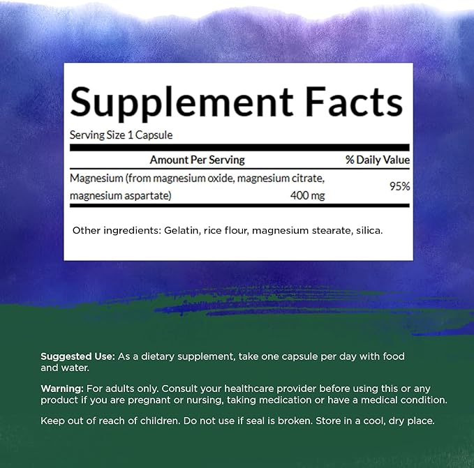 Swanson Triple Magnesium Complex - Mineral Supplement - Natural Support - Featuring Citrate, Oxide & Aspartate - (300 Capsules, 400mg Each)