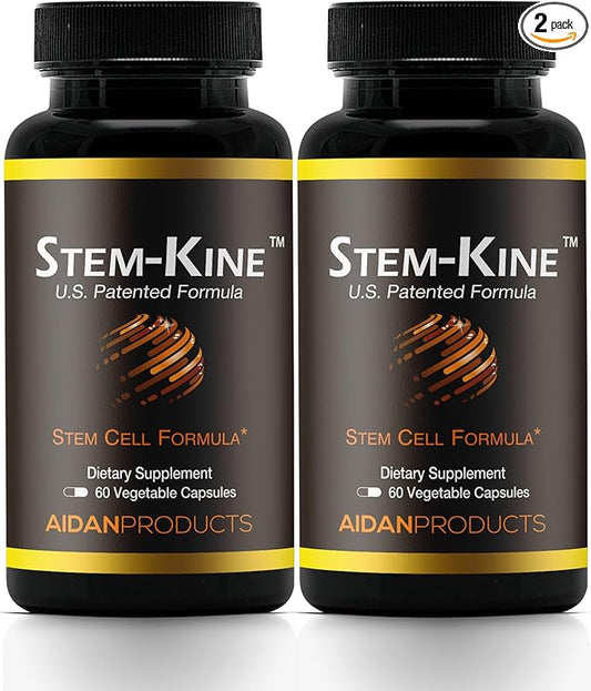 Stem-Kine Stem Cell Supplements, Clinically Proven to Increase Circulating Stem Cells, Pack of 2, Promoting Healing and Anti-Aging, 2 Pack of 60 Capsules Each