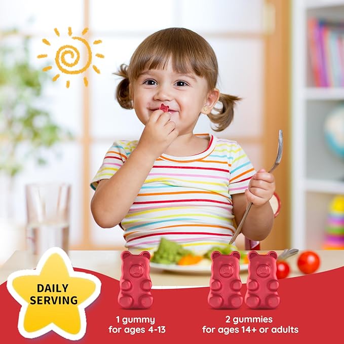 Kids Magnesium Glycinate Gummies with Calm Magnesium Citrate, L-Threonate Supplement for Kids & Adults with Zinc, Vitamin D3, B12, L-Theanine for Sleep Bone & Muscle Mood, Strawberry, 60ct