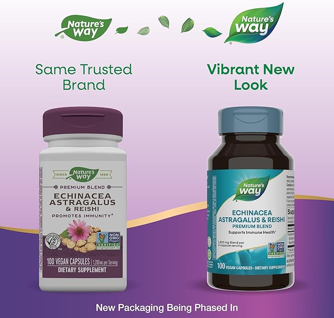 Nature's Way Echinacea Astragalus & Reishi, Immune Support*, 100 Capsules