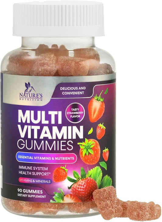 Multivitamin Gummies for Adults, Daily Gummy Vitamin for Women & Men, Immune Support Gummy Multivitamins Supplement, Adult Multi Vit Vitamin with Vitamins A, C, D, E, B-6, B-12, Zinc - 90 Gummies