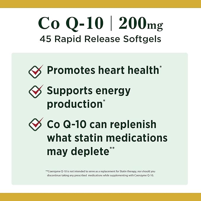 Nature's Bounty CoQ10, Heart Health and Healthy Aging, Dietary Supplement, 200mg, 45 Rapid Release Softgels